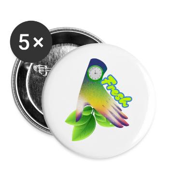 Fresh Gradient Leaf Clock Design - Buttons large 2.2''/56 mm (5-pack) - white - Front