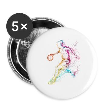Basketballerin - Buttons groß 56 mm (5er Pack) - Weiß - Vorne