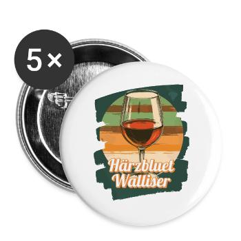 Härzbluetvalis, Valais wine, canton of Valais - Buttons large 2.2''/56 mm (5-pack) - white - Front