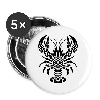 Homard Tribal - Lot de 5 grands badges (56 mm) - blanc - Devant