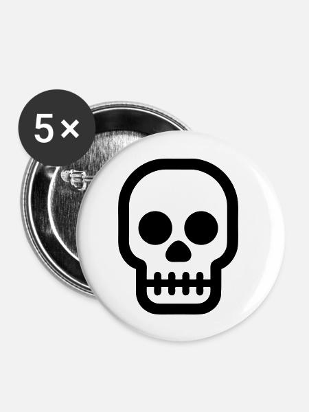 Schädel - Buttons groß 56 mm (5er Pack) - Weiß