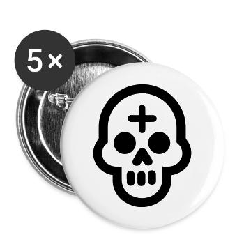 Tête de mort - Lot de 5 grands badges (56 mm) - blanc - Devant