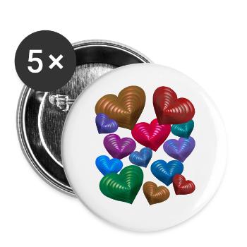 Herz Herzen Geburtstag Valentin Muttertag - Buttons groß 56 mm (5er Pack) - Weiß - Vorne