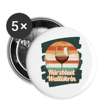 Härzbluetwalliserin Walliserin Wallis Schweiz - Buttons groß 56 mm (5er Pack) - Weiß - Vorne