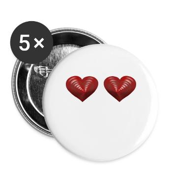 Heart Hearts Valentine's Day Valentine's Day Partnership - Buttons large 2.2''/56 mm (5-pack) - white - Front