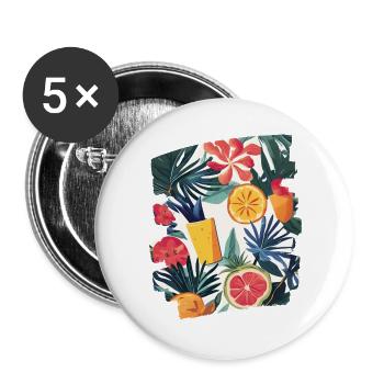 Sommer - Buttons groß 56 mm (5er Pack) - Weiß - Vorne