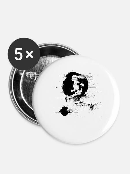 Grafik Läuferin - Buttons groß 56 mm (5er Pack) - Weiß