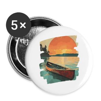 Kajak Kajakfahrer Kajakfahren Outdoor - Buttons groß 56 mm (5er Pack) - Weiß - Vorne