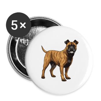 Chien Staffordshire Bull Terrier - Lot de 5 grands badges (56 mm) - blanc - Devant
