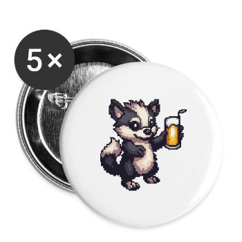 Skunk Pixel Beer - Buttons large 2.2''/56 mm (5-pack) - white - Front