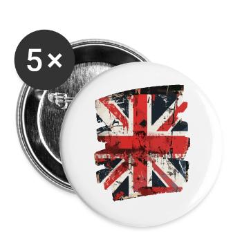 Great Britain Flag England Union Jack - Buttons large 2.2''/56 mm (5-pack) - white - Front
