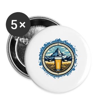 Mountain and Beer Adventure Design - Buttons large 2.2''/56 mm (5-pack) - white - Front