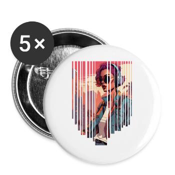 girl girlie wild punk freestyle love peace style - Buttons large 2.2''/56 mm (5-pack) - white - Front