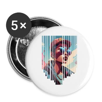 girl girlie wild punk freestyle love peace style - Buttons large 2.2''/56 mm (5-pack) - white - Front