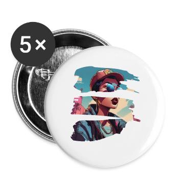 girl girlie wild punk freestyle love peace style - Buttons large 2.2''/56 mm (5-pack) - white - Front