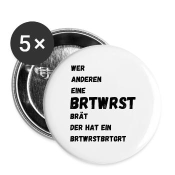 bratwurst grill papa papa blague grill maître - Lot de 5 grands badges (56 mm) - blanc - Devant
