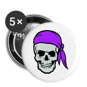 skull pirat - Buttons groß 56 mm (5er Pack) - Weiß - Vorne
