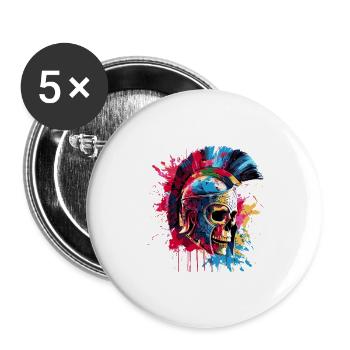 Spartaner Skelett Gladiator - Buttons groß 56 mm (5er Pack) - Weiß - Vorne