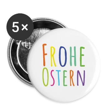 Frohe Ostern - Buttons groß 56 mm (5er Pack) - Weiß - Vorne