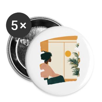 Relax Meditation Selfcare Me-Time - Buttons groß 56 mm (5er Pack) - Weiß - Vorne