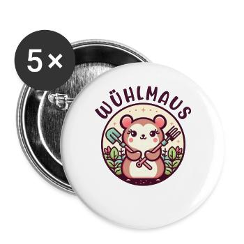Vole Funny Motif Hobby Gardener Gift - Buttons large 2.2''/56 mm (5-pack) - white - Front