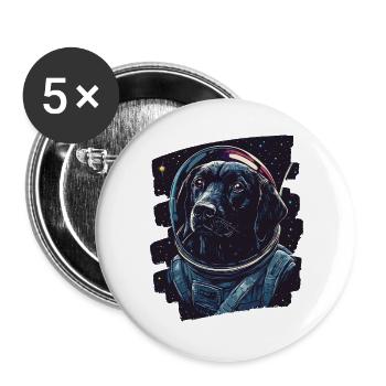 Labrador Astronaut - Buttons groß 56 mm (5er Pack) - Weiß - Vorne