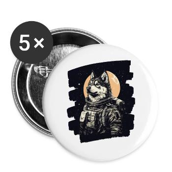 Husky Astronaut - Buttons groß 56 mm (5er Pack) - Weiß - Vorne