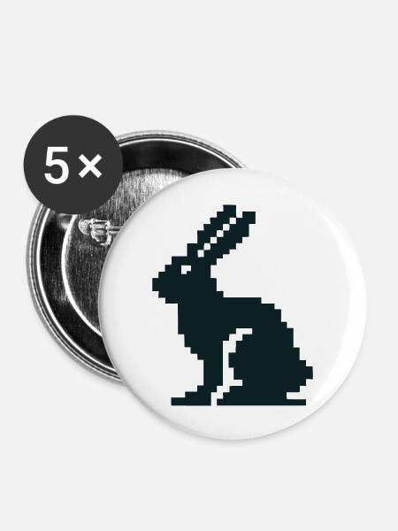 hase pixel - Buttons groß 56 mm (5er Pack) - Weiß