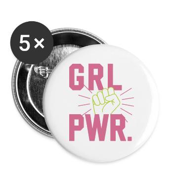 Femmes Pouvoir GRL PWR Fille Patriarcat Féminisme - Lot de 5 grands badges (56 mm) - blanc - Devant