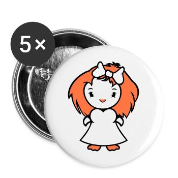 Vogel Dame Frau weiblich hübsches Kleid Schleife - Buttons groß 56 mm (5er Pack) - Weiß - Vorne