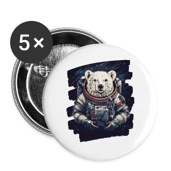 Eisbär Astronaut - Buttons groß 56 mm (5er Pack) - Weiß - Vorne