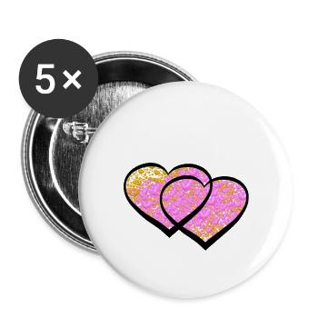 Coeur Coeurs Saint-Valentin Amour - Lot de 5 grands badges (56 mm) - blanc - Devant