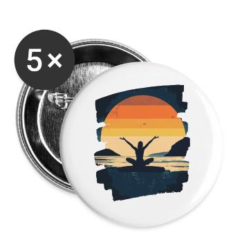 Yoga Namaste Meditation - Buttons groß 56 mm (5er Pack) - Weiß - Vorne
