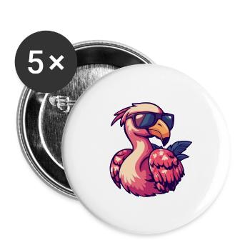 Flamingo Comic Funny Summer - Buttons large 2.2''/56 mm (5-pack) - white - Front
