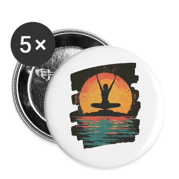Yoga Namaste Meditation - Buttons groß 56 mm (5er Pack) - Weiß - Vorne