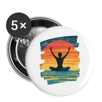 Yoga Namaste Meditation - Buttons groß 56 mm (5er Pack) - Weiß - Vorne