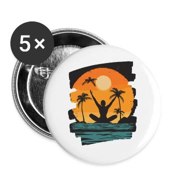 Yoga Namaste Meditation - Buttons groß 56 mm (5er Pack) - Weiß - Vorne