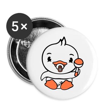 Canard Bébé Enfant Hochet Couche Mignon Sucette - Lot de 5 grands badges (56 mm) - blanc - Devant