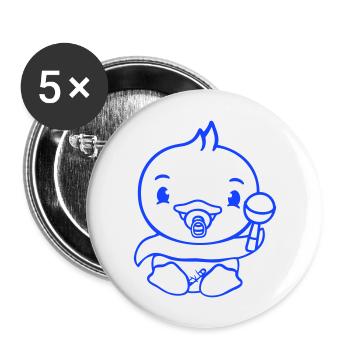 Canard Bébé Enfant Hochet Couche Mignon Sucette - Lot de 5 grands badges (56 mm) - blanc - Devant