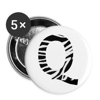 Buchstabe q zebra - Buttons groß 56 mm (5er Pack) - Weiß - Vorne