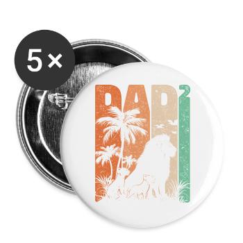 Retro Löwe Design Dad Hoch 2 Väter Geschenk - Buttons groß 56 mm (5er Pack) - Weiß - Vorne