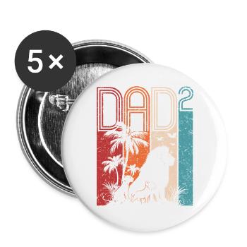 Leo Famille Papa High 2 Cadeau Papa Fête des Pères - Lot de 5 grands badges (56 mm) - blanc - Devant