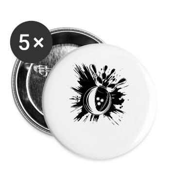 Bowling Graphics - Buttons large 2.2''/56 mm (5-pack) - white - Front
