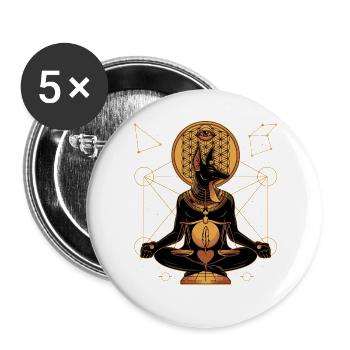 Anubis Ancient Egypt Sacred Geometry Balance - Buttons large 2.2''/56 mm (5-pack) - white - Front