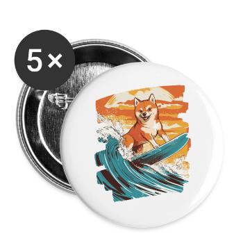 Shiba Inu - Buttons large 2.2''/56 mm (5-pack) - white - Front