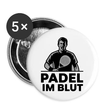 Padel im Blut 1 - Buttons groß 56 mm (5er Pack) - Weiß - Vorne