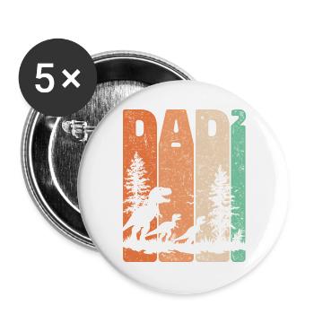 Tyrannosaurus Rex Design Dad Hoch 2 Väter Geschenk - Buttons groß 56 mm (5er Pack) - Weiß - Vorne