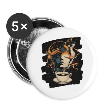 Kaffee Coffee Kaffeeliebhaber - Buttons groß 56 mm (5er Pack) - Weiß - Vorne