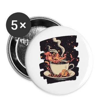 Kaffee Coffee Kaffeeliebhaber - Buttons groß 56 mm (5er Pack) - Weiß - Vorne