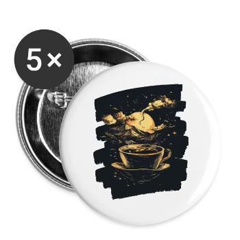 Kaffee Coffee Kaffeeliebhaber - Buttons groß 56 mm (5er Pack) - Weiß - Vorne